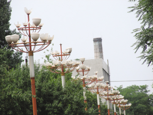 在鐵西區(qū)永樂(lè)公園附近，30余盞景觀路燈的燈罩破碎。