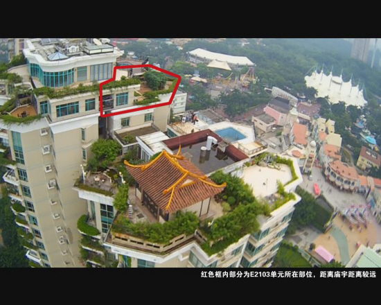 　　紅色框內為E2103單元所在，與廟宇無關